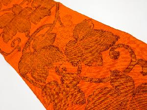 リサイクル　手織り紬葡萄唐草模様織り出し名古屋帯